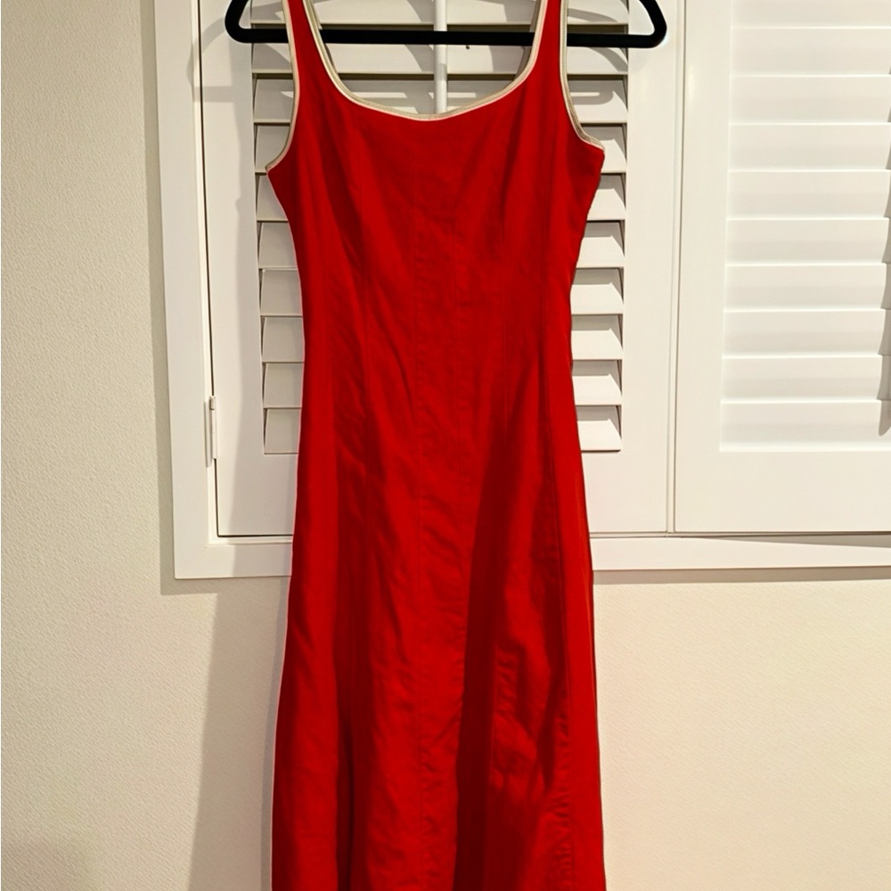 7 For All Mankind Red A Line Midi Dress